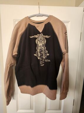 Von Dutch Black & Tan Motorcycle Crewneck Sweatshirt